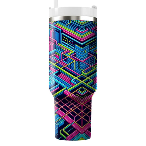 Futuristic Retro Grid  Tumblers With Lids