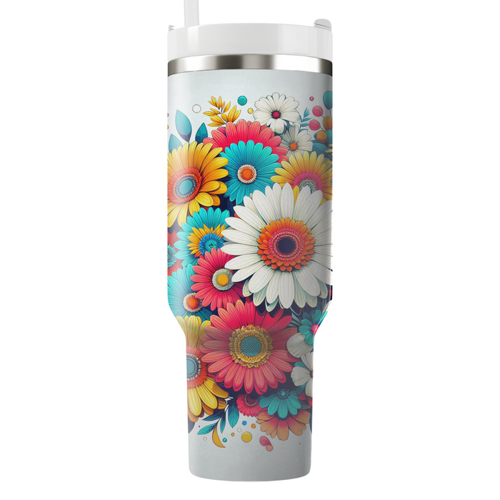 Vibrant Floral Medley  Tumblers With Lids