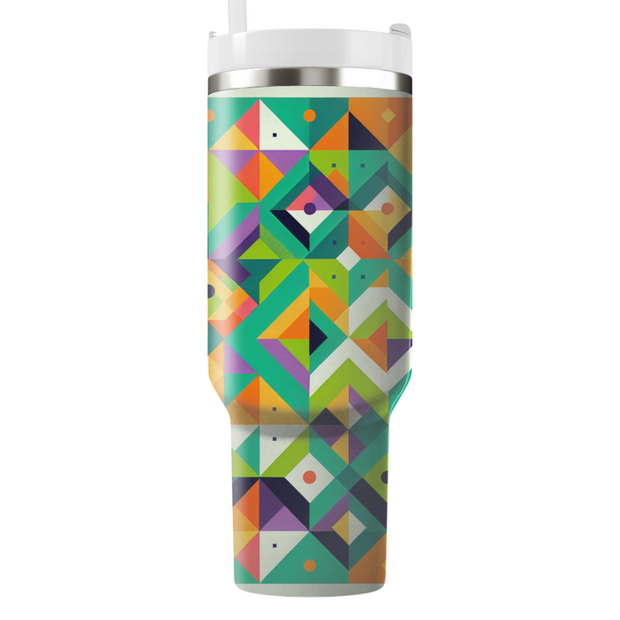 Geometric Patchwork Tumbler Cups