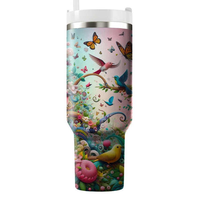 Spring Garden Fauna Tumblers With Lids