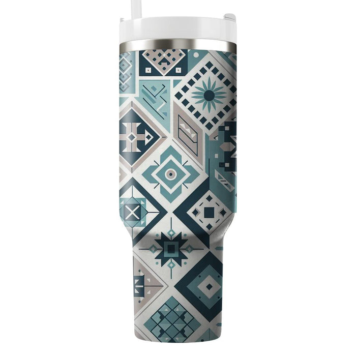 Geometric Floral Harmony  Tumblers With Lids