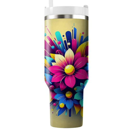 Vivid Floral Explosion  Personalized Tumblers