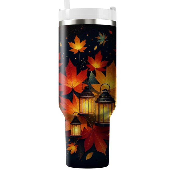 Autumn Leaves And Lanterns Tumblers With Lids