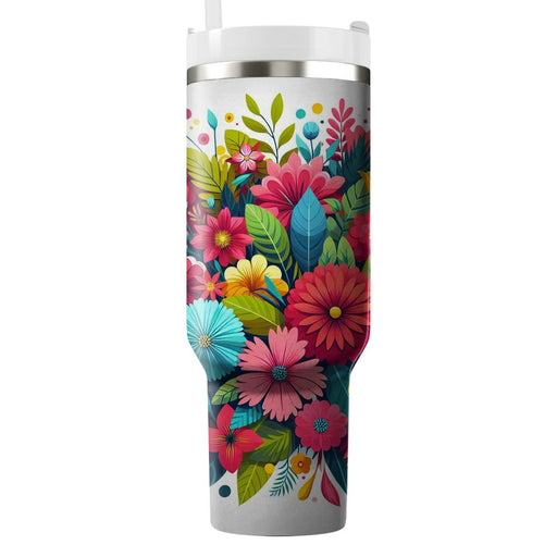 Bright Floral Explosion  Tumblers With Lids