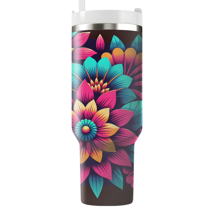 Bold Floral Retro  Tumbler Cups