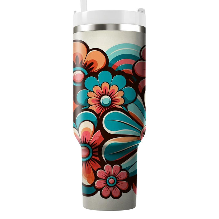 70s  Floral Explosion  Tumblers With Lids