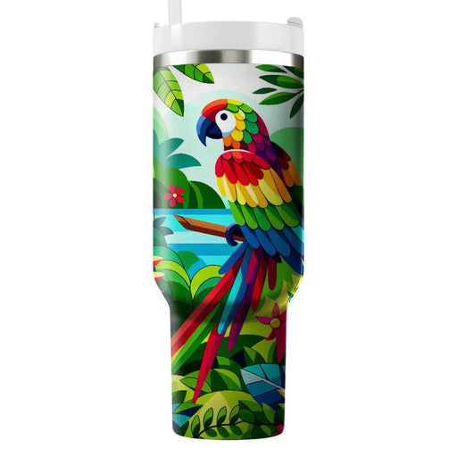 Vibrant Jungle Parrot  Personalized Tumblers