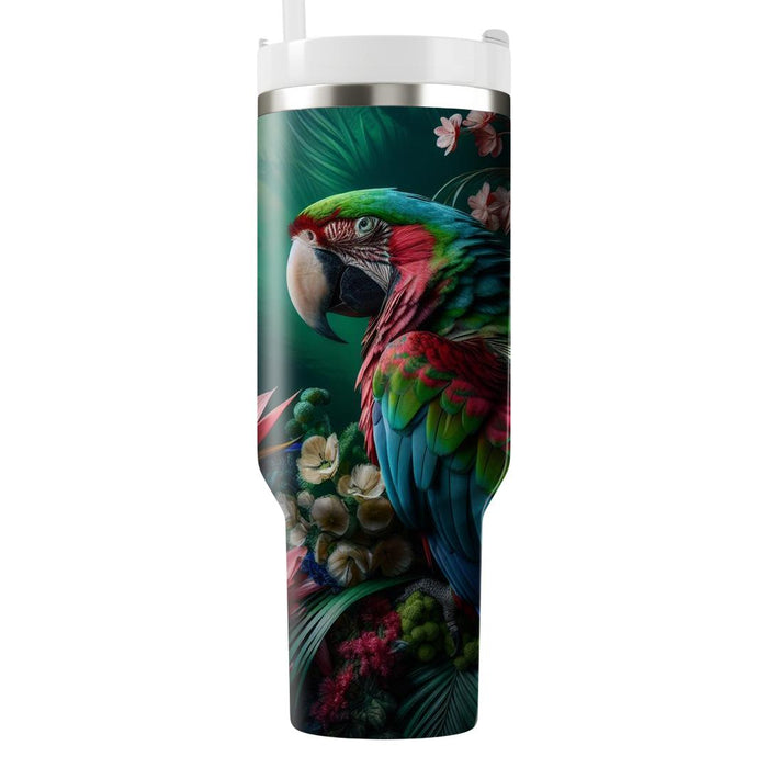 Vibrant Macaw Jungle  Personalized Tumblers