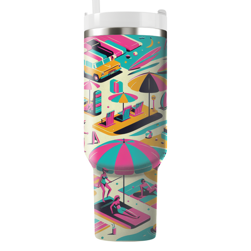 Neon Beach Vibes Personalized Tumblers