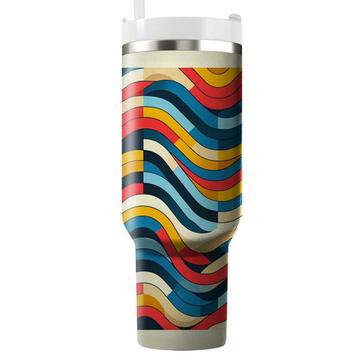 Vibrant Geometric Waves  Tumblers With Lids