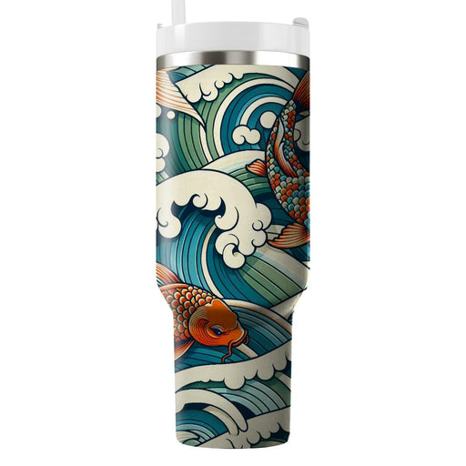 Vibrant Koi Fish Pattern  Tumblers With Lids