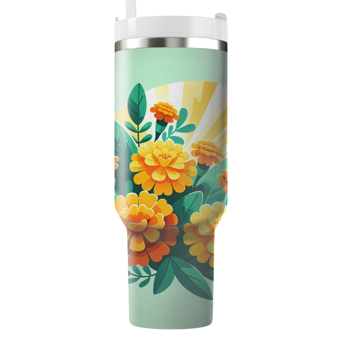 Sunny Marigold Delight  Tumblers With Lids