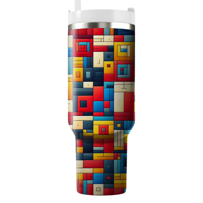 Colorful Quilt Pattern  Tumblers With Lids