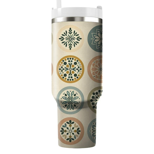 Vintage Inspired Circle Pattern  Travel Tumblers