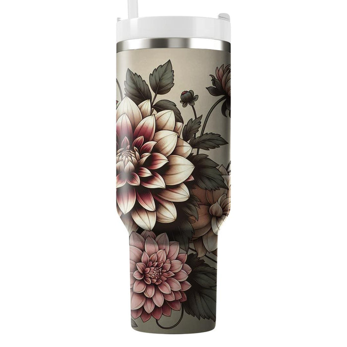 Vintage Dahlia Bloom  Tumblers For Gifts