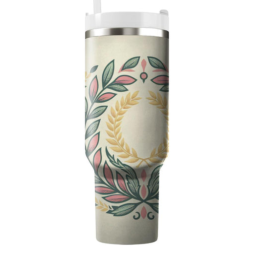 Vintage Floral Wreath  Personalized Tumblers