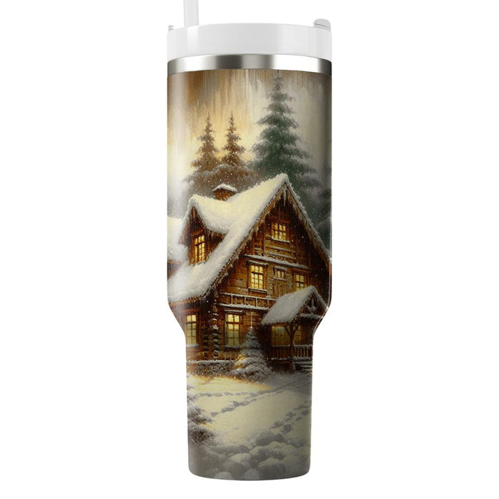 Winter Snowy Cabin Escape  Custom Tumblers