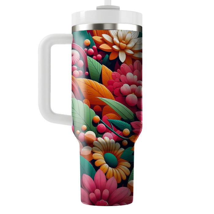 Whimsical Floral Burst  Tumbler Cups