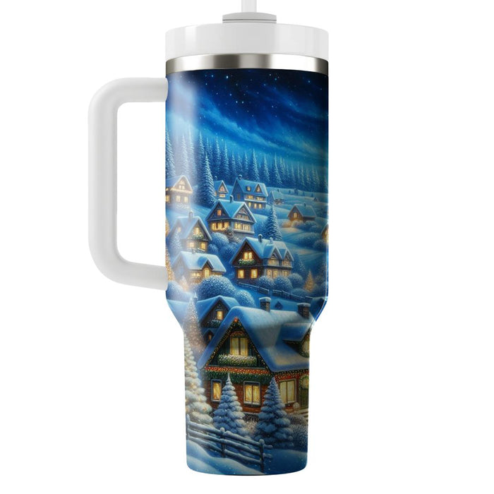 Winter Snowy Village Scene  Custom Tumblers