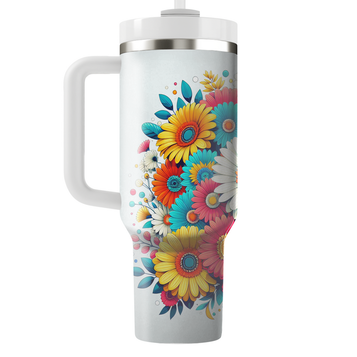 Vibrant Floral Medley  Tumblers With Lids