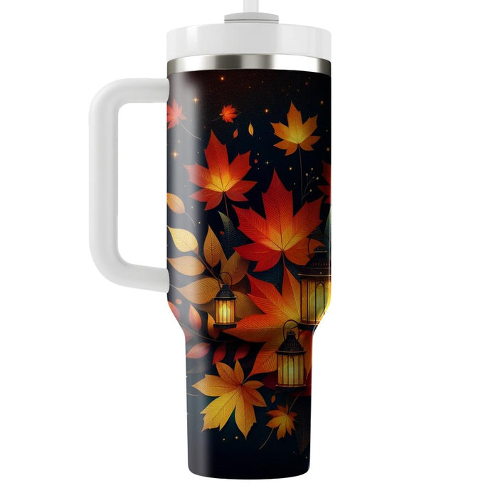 Autumn Leaves And Lanterns Tumblers With Lids