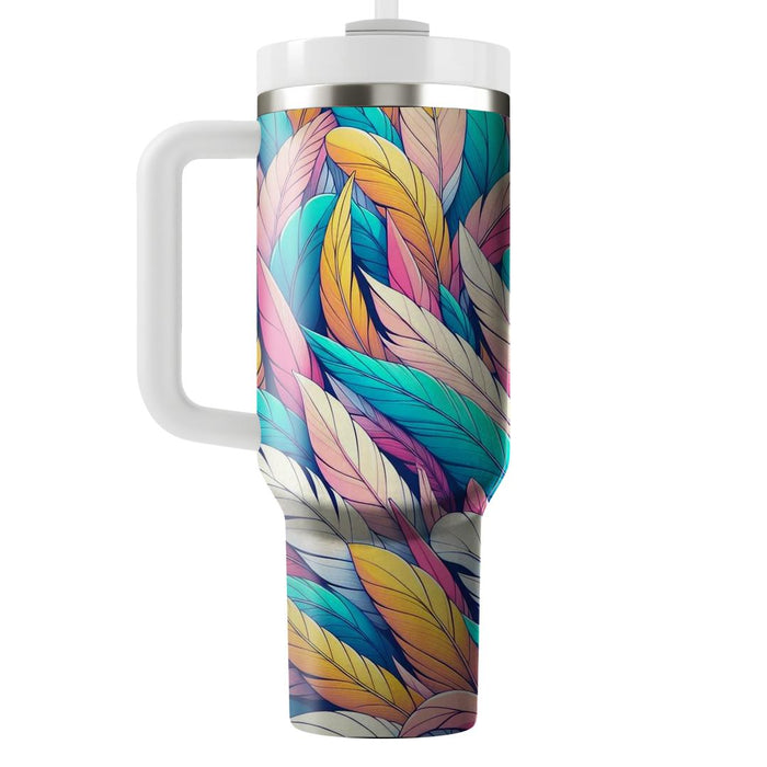 Funky Colorful Feather  Tumbler Cups