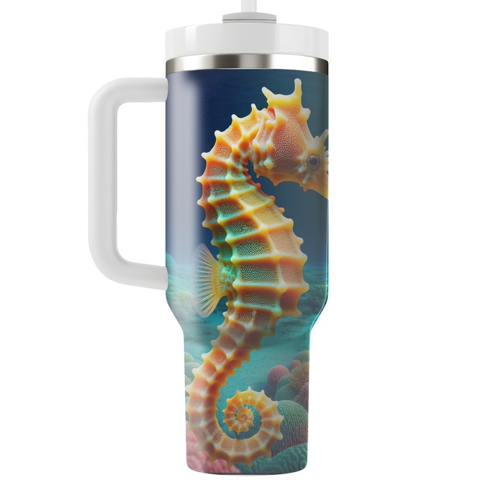 Vivid Coral Reef Seahorse  Decorative Tumblers