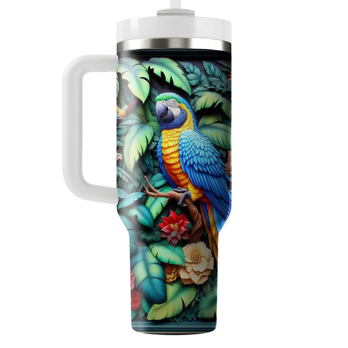 Vivid Tropical Parrots  Travel Tumblers