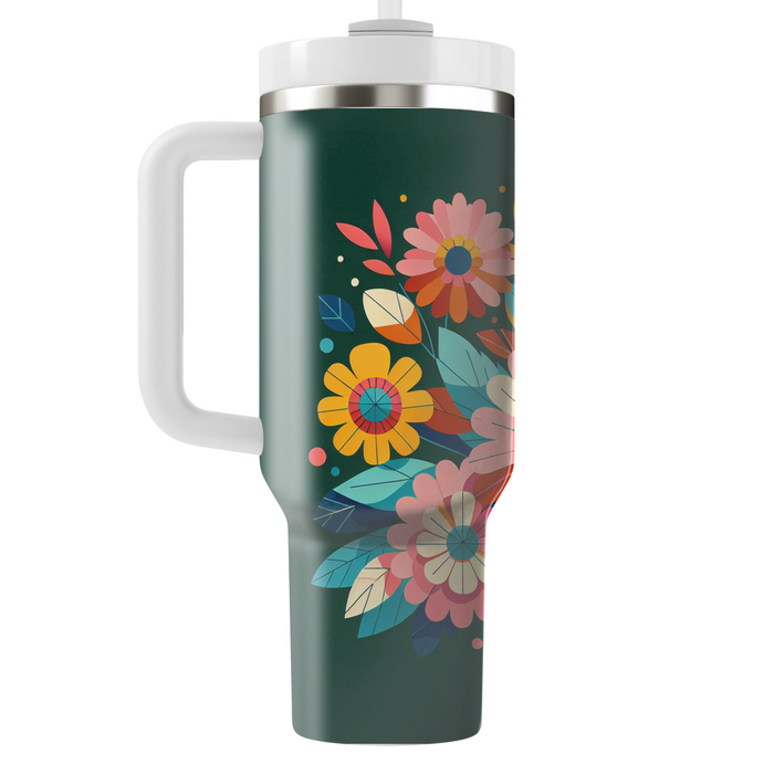 Retro Floral Groove  Custom Tumblers