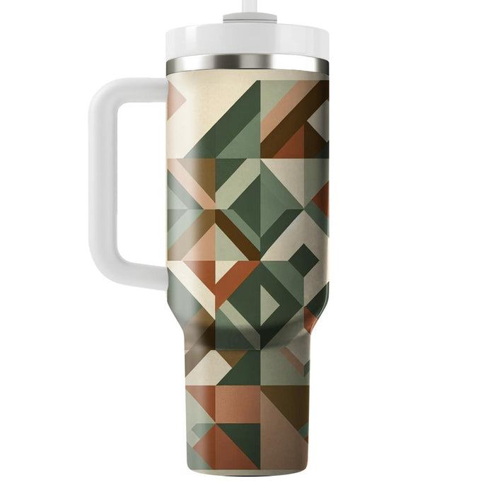 Geometric Diamond Quilt  Tumblers With Lids