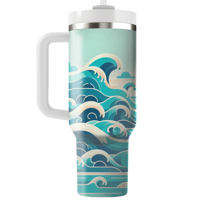 Bright Ocean Waves  Tumbler Cups