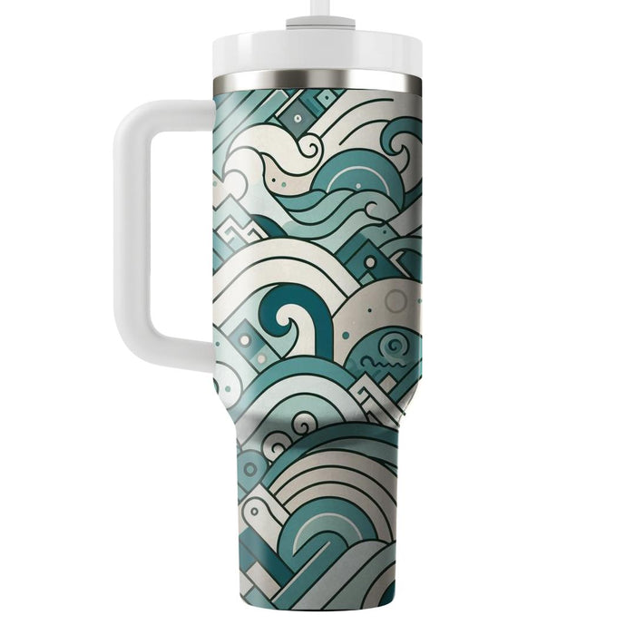 Serene Waves Motif  Travel Tumblers