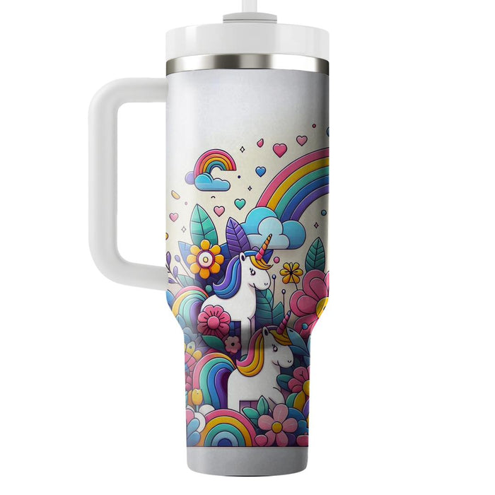 Vibrant Whimsical Unicorn  Travel Tumblers