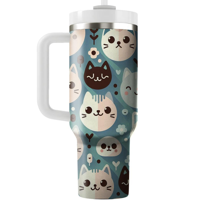 Whimsical Cat Faces  Travel Tumblers