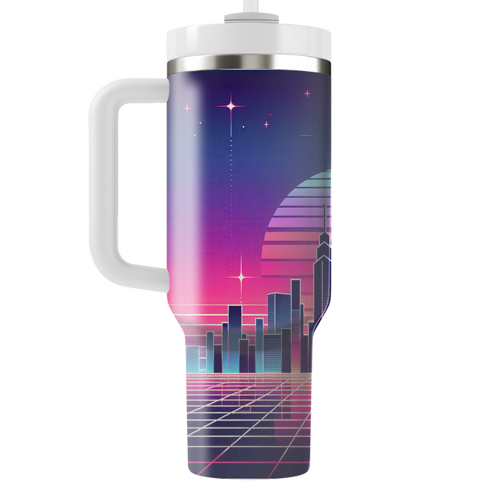 Vibrant Synthwave Horizon  Personalized Tumblers