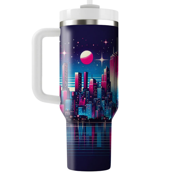 Synth City Skyline  Personalized Tumblers