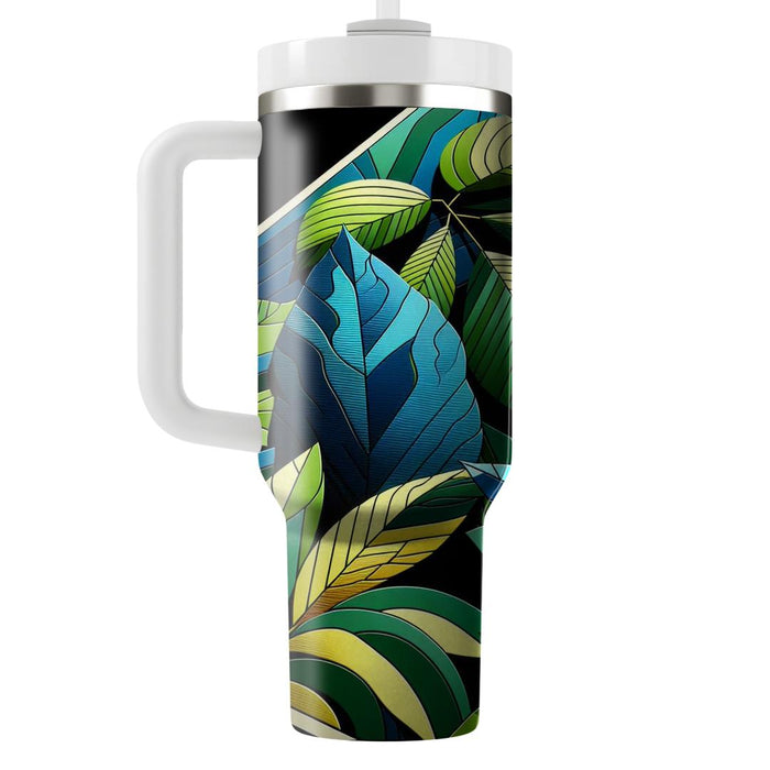 Funky Leaf Print  Unique Tumblers