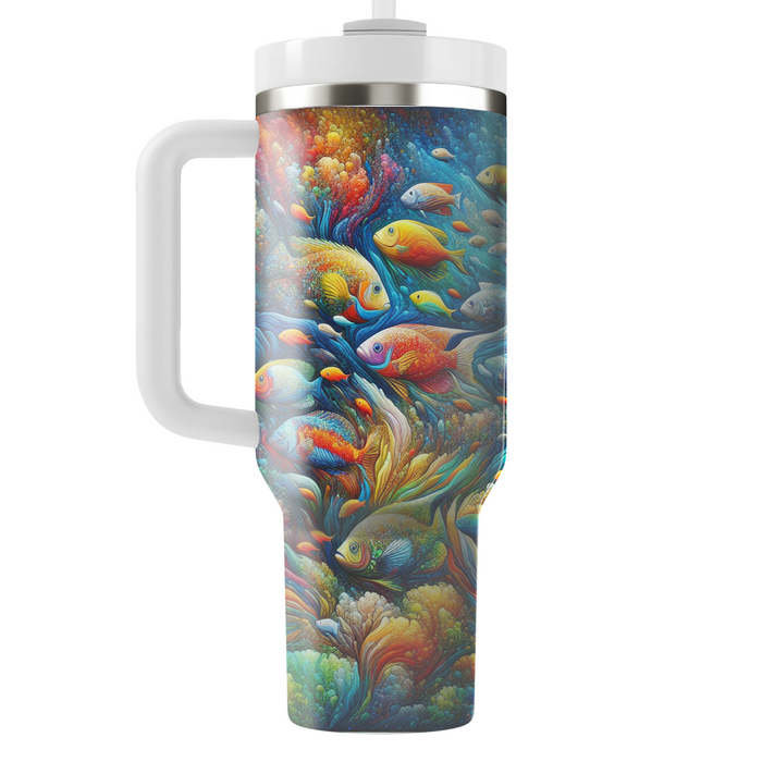 Vibrant Fish Frenzy  Tumblers With Lids