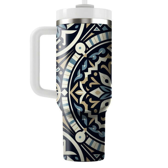 Geometric Floral Motif  Tumblers With Lids