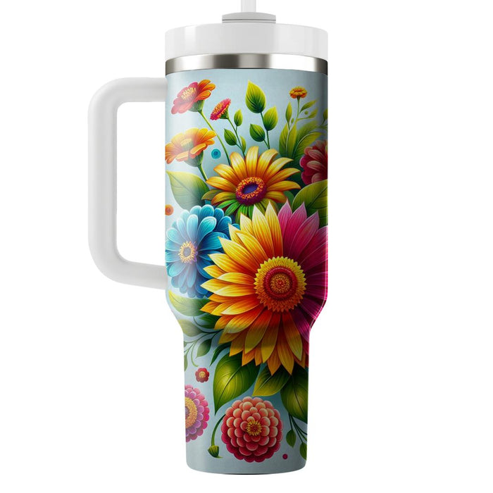 Vibrant Flower Fiesta  Tumbler Cups