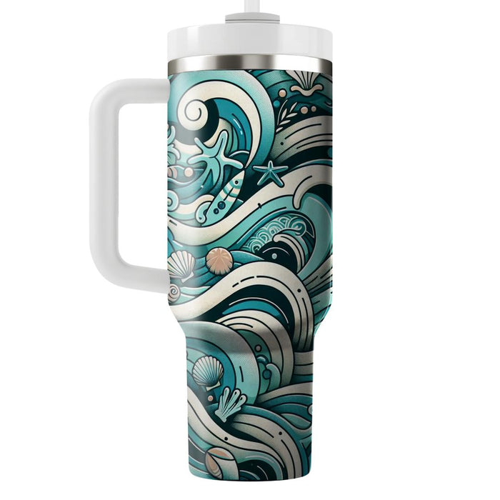 Retro Oceanic Wave  Personalized Tumblers