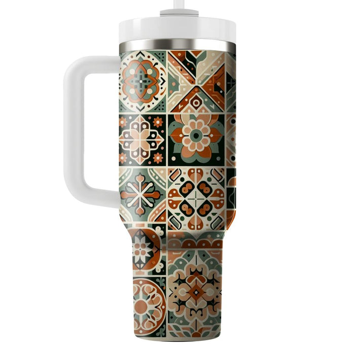 Vintage Bohemian Mosaic  Tumblers With Lids