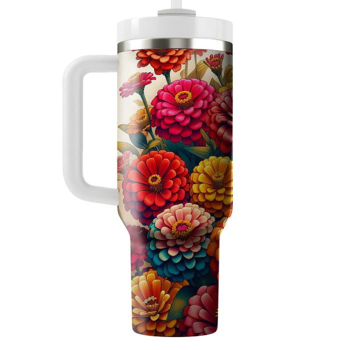 Fresh Zinnia Zeal  Tumblers With Lids