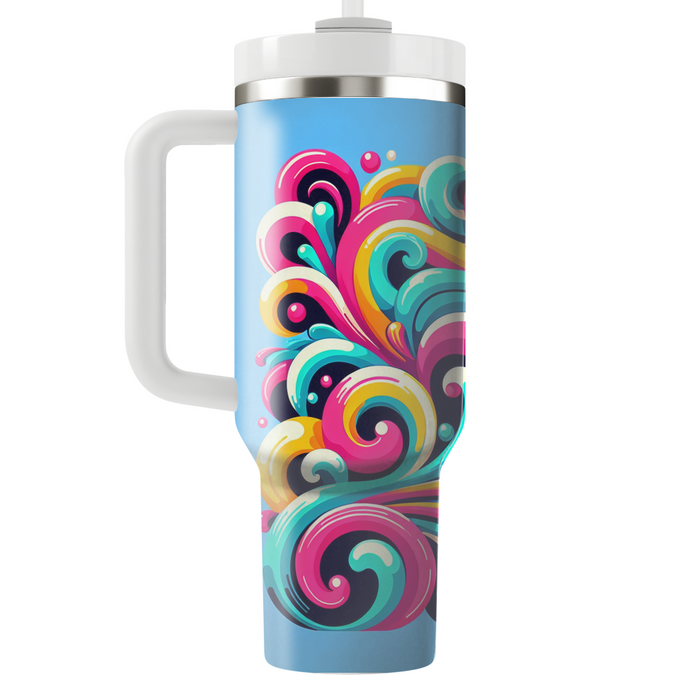 Funky Retro Swirls  Personalized Tumblers