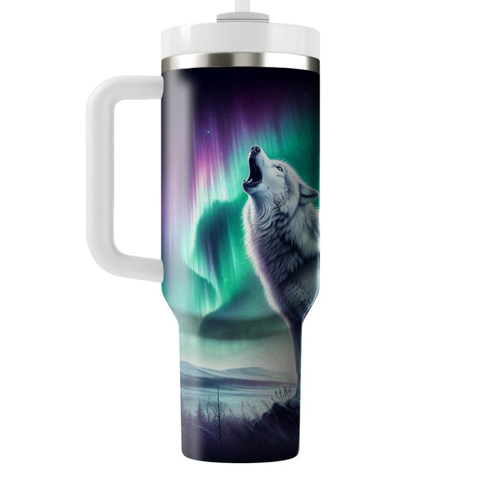 Aurora Borealis Wolf  Tumbler Cups