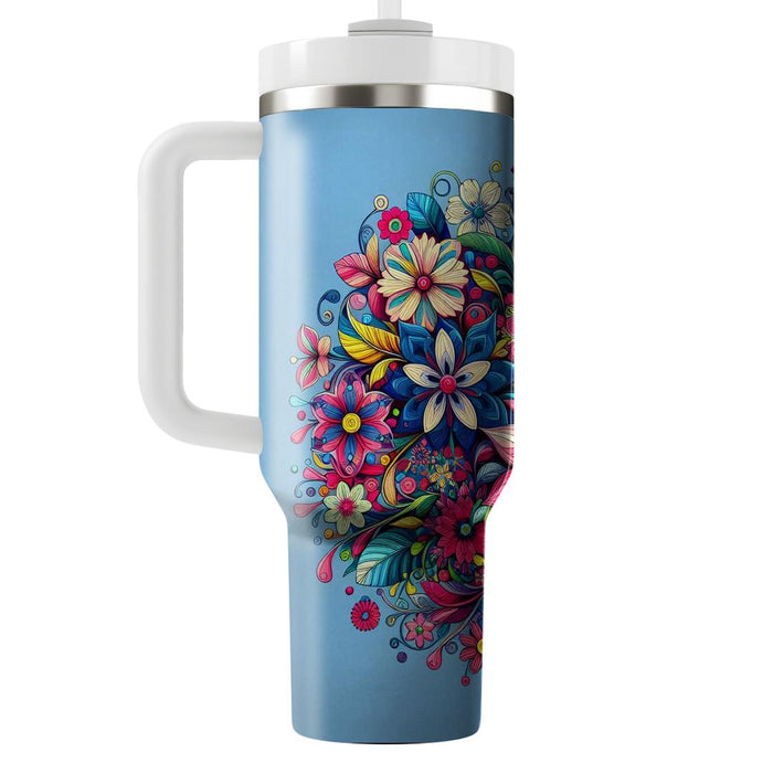 Bold Floral Kaleidoscope  Personalized Tumblers