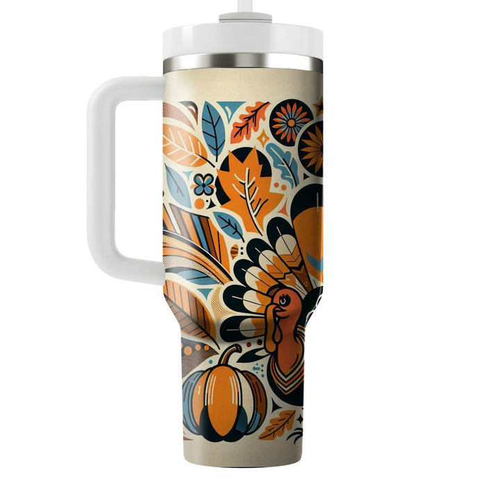 Funky Retro Thanksgiving Travel Tumblers