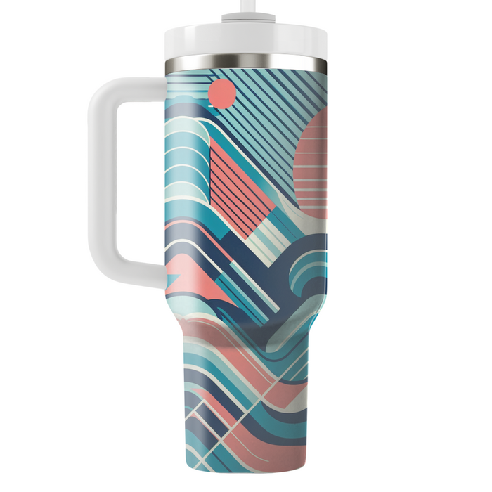 Geometric Retro Waves Personalized Tumblers