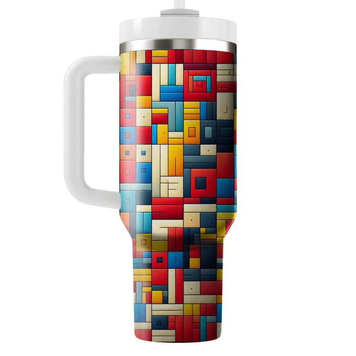 Colorful Quilt Pattern  Tumblers With Lids