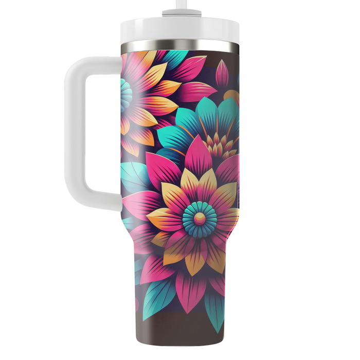 Bold Floral Retro  Tumbler Cups